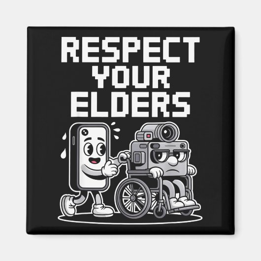 Respect Your Elders Retro Tech Camera Phone Cartoo Magnet (Vorne)