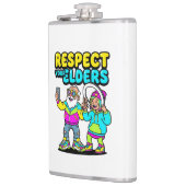 Respect Your Elders Selfie Grandpa Funny Gen Z Flachmann (Links)