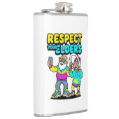 Respect Your Elders Selfie Grandpa Funny Gen Z Flachmann (Rechts)