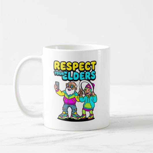 Respect Your Elders Selfie Grandpa Funny Gen Z Kaffeetasse (Links)