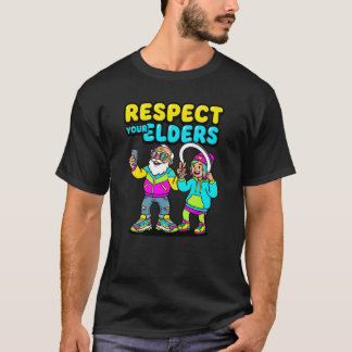 Respect Your Elders Selfie Grandpa Funny Gen Z T-Shirt