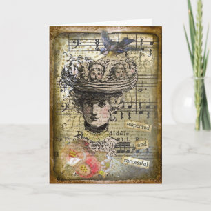 Respected Vintage Woman Mixed Media Collage Karte