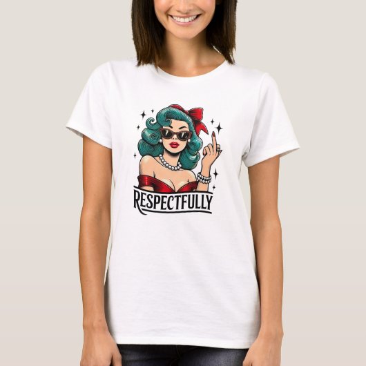 Respectfully Retro Middle Finger T-Shirt (Vorderseite)