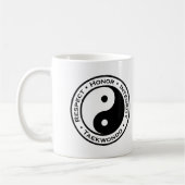Respekt-Ehrenintegrität Taekwondo Kaffeetasse (Links)