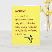 Respekt - ein lustiges Geburtstagsgedicht Karte (Gelbe Blume)