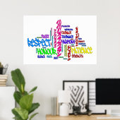 Respekt, Güte, Vertrauen, Tugenden Wortart Poster (Heimbüro)