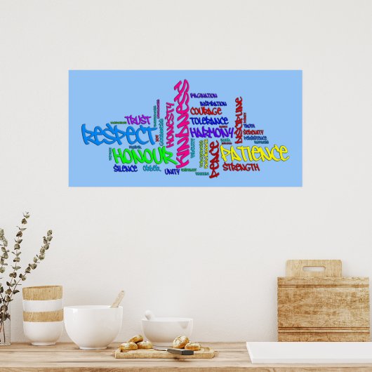 Respekt, Güte, Vertrauen, Tugenden Wortart-Poster Poster (Küche)