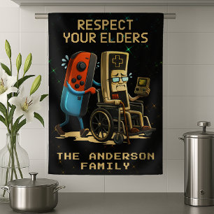 Respektiere deine Älteren Retro-Fun-Gaming-Control Geschirrtuch