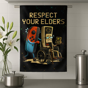 Respektiere deine Älteren Retro-Gaming-Control lus Geschirrtuch