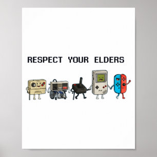 Respektiere deine Älteren Retro-Gaming Lustiger Ga Poster