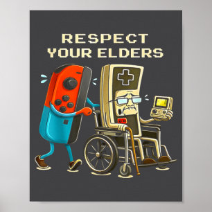 Respektiere deine Älteren Retro-Gaming Lustiger Ga Poster