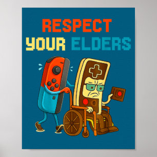 Respektiere deine Älteren Retro-Gaming Lustiger Ga Poster