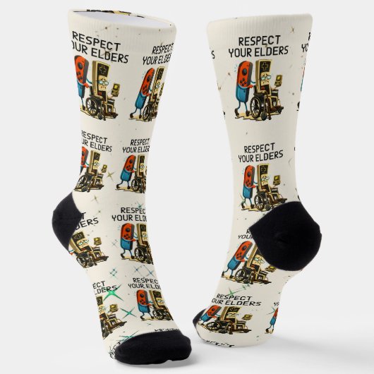 Respektiere deine Älteren Retro-Spielcontroller Lu Socken (Gewinkelt)