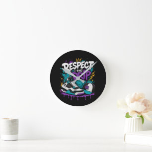 Respektiere den Basketball-Design-Drip Runde Wanduhr
