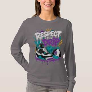 Respektiere den Basketball-Design-Drip T-Shirt