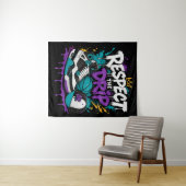 Respektiere den Basketball-Design-Drip Wandteppich (Beispiel (Horizontal))
