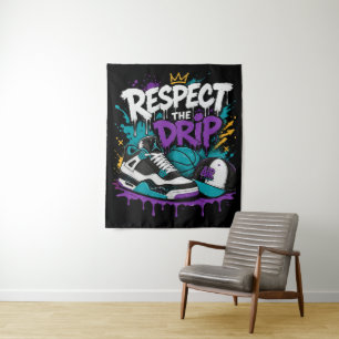 Respektiere den Basketball-Design-Drip Wandteppich
