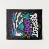 Respektiere den Basketball-Design-Drip Wandteppich (Vorderseite (Horizontal))