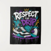 Respektiere den Basketball-Design-Drip Wandteppich (Vorderseite)