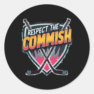Respektiere den Commish Fantasy Hockey Runder Aufkleber