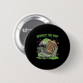 Respektiere den Drip-Fußball-Halloween-Skelett-Han Button (Vorne & Hinten)