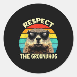 Respektiere den Groundhog-Liebhaber Vintage-Tierbo Runder Aufkleber