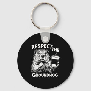 Respektiere den Groundhog Lustiger Ground Hog Wood Schlüsselanhänger