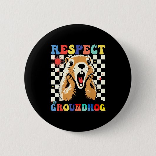 Respektiere den Groundhog Lustiger Woodchuck-Kinde Button (Vorderseite)