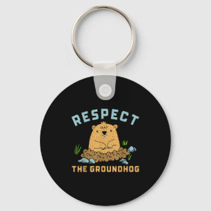 Respektiere den Groundhog lustiges Woodchuck-Bild  Schlüsselanhänger