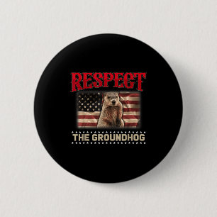 Respektiere den Groundhog USA-Flagge Vintage-Groun Button