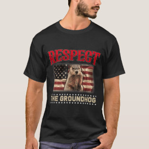 Respektiere den Groundhog USA-Flagge Vintage-Groun T-Shirt