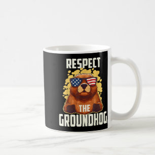 Respektiere den Groundhog USA Vintage-Flagge Happy Kaffeetasse