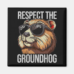 Respektiere den Murmeltiertag Retro lustiger Murme Magnet