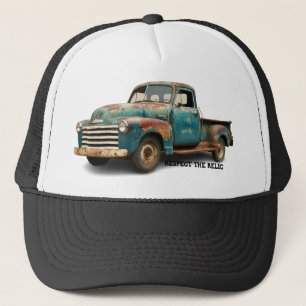 Respektiere den Oldtimer-Pickup-Truck lustiger Vat Truckerkappe