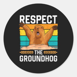 Respektiere den Tag des Murmeltieres Woodchuck Lus Runder Aufkleber