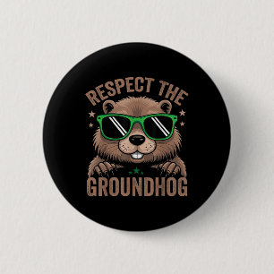 Respektiere die Groundhog-Flagge USA Woodchuck Gro Button