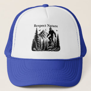 Respektiere Natur Yeti Bigfoot Tinten Kunst Truckerkappe