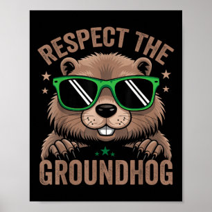 Respektieren der Groundhog Flag Usa Woodchuck Grou Poster