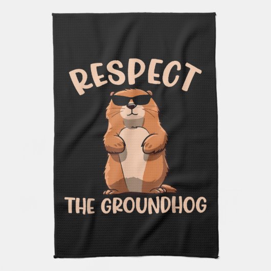 Respektieren des Groundhog-Woodchuck Groundhog Day Geschirrtuch (Vertikal)