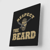 Respektieren Sie den Bart komisch bärtige Redewend Quadratische Wanduhr (Winkel)
