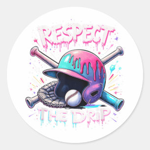 Respektieren Sie den Tropfen Baseball Ice Cream Tr Runder Aufkleber