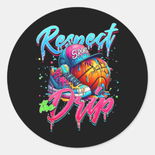 Respektieren Sie den Tropfen Basketball Ice Cream Runder Aufkleber