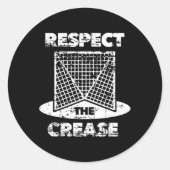 Respektieren Sie die Crease Lacrosse Lax Goalie Runder Aufkleber (Vorderseite)