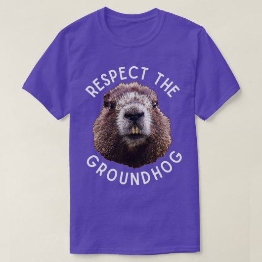 Respektiert das Groundhog Day Foto Wood Rodent Fun T-Shirt (Design vorne)