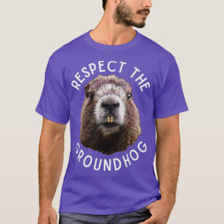 Respektiert das Groundhog Day Foto Wood Rodent Fun T-Shirt