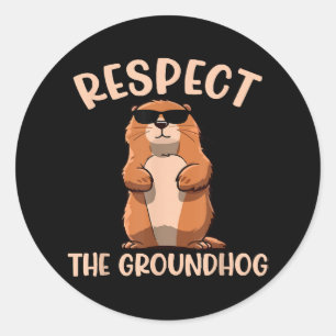 Respektiert das Murmeltier -Woodchuck Murmeltierta Runder Aufkleber