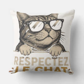 Respektiert die Katze – Illustration einer Katze m Kissen