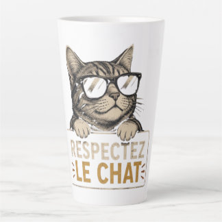 Respektiert die Katze – Illustration einer Katze m Milchtasse