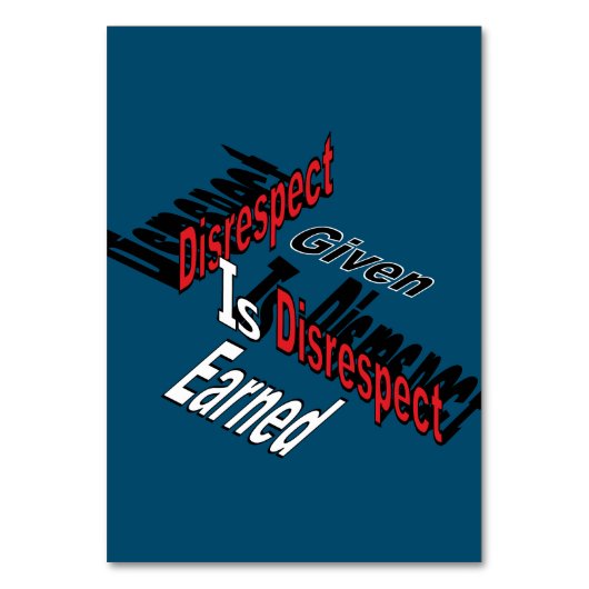 Respektlosigkeit wird verdient tischnummer (Vorderseite)