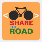 Respektzeichen für Radfahrer Quadratischer Aufkleber (Vorderseite)